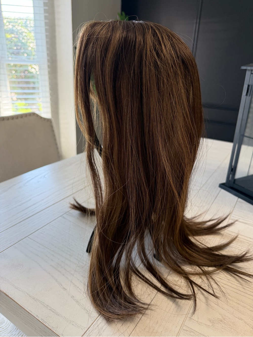 UniWigs Skin Top Human Hair Topper 20” Light Brown Highlighted 6x6 - Picture 2 of 12